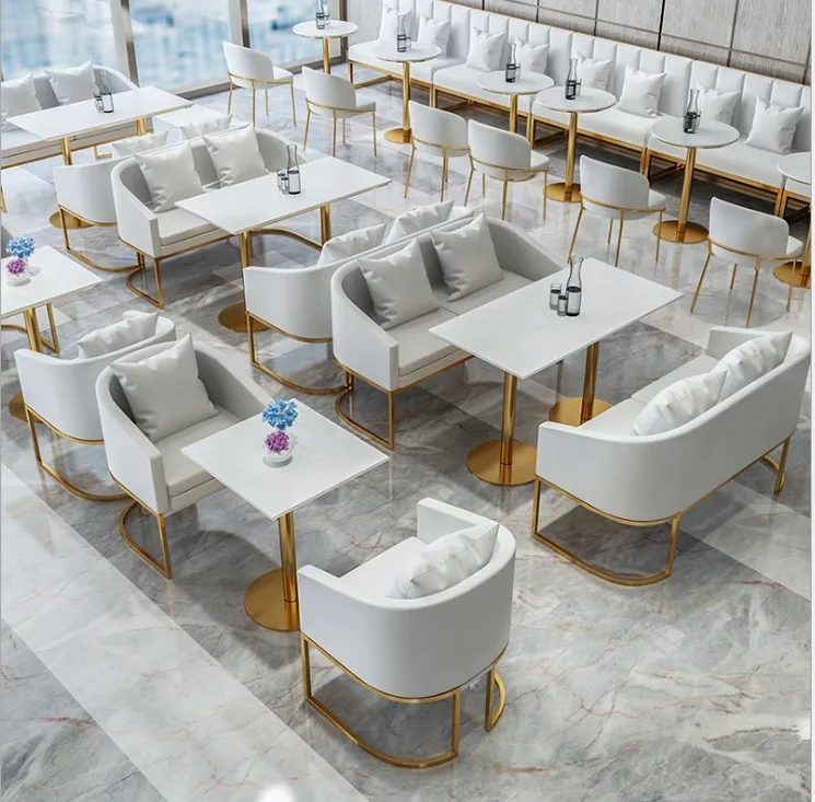 Modern Interior Restaurant Design Metal Furniture Dining Cafe Restaurant Table and Chairs Furniture