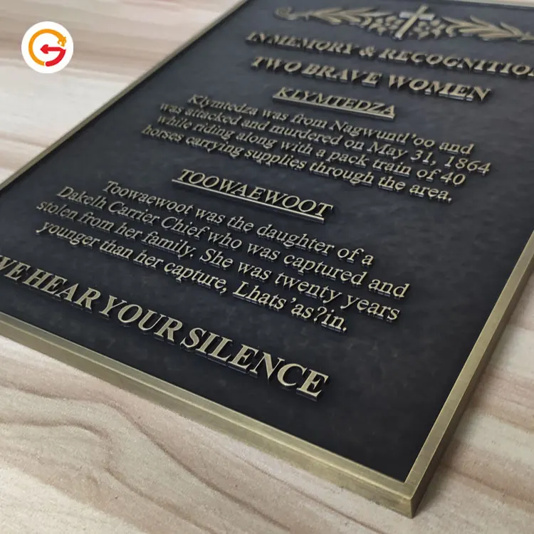 Jaguarsign Manufacturer Custom Embossed Memorial Metal Plaques Custom Engraved Bronze Funeral
