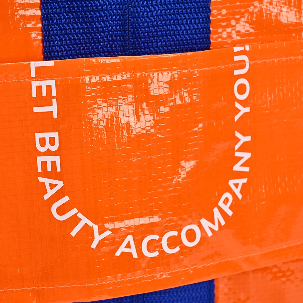 Custom Recycled PP Woven Shopping Tote Bag Eco-Friendly Reusable Grocery Bag with Logo Laminated Waterproof Water Resistant details