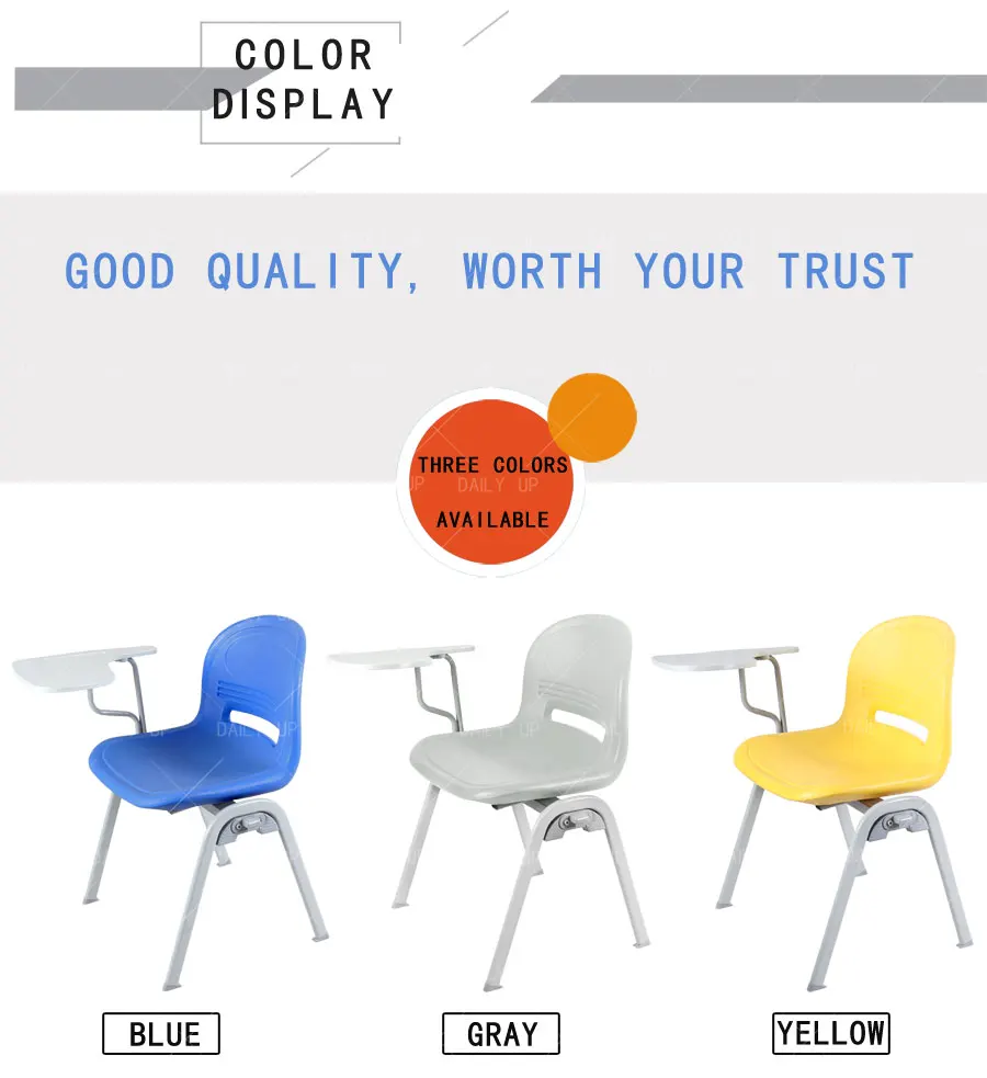Solid School Training Chair With Tablet Stackable Metal Frame Office Chair With Ergonomic Backrest For Students And Meeting