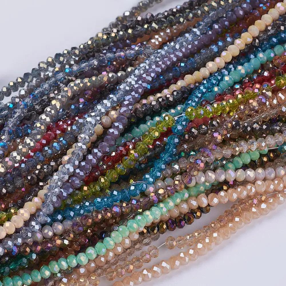 Pandahall 3mm Mixed Style Faceted Rondelle Electroplate Glass Beads ...