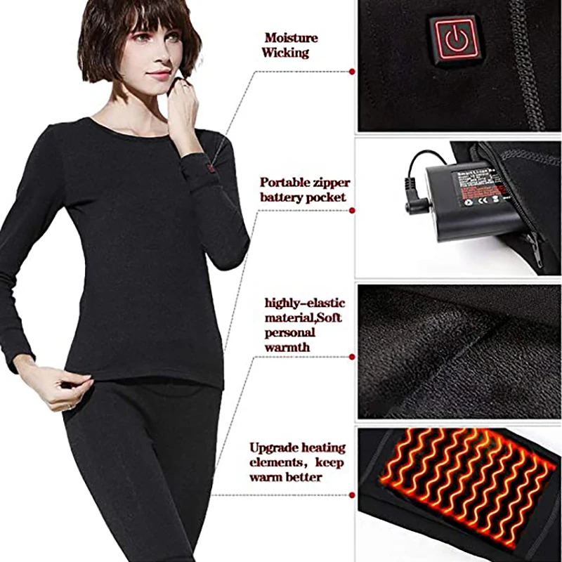 Savior winter electric battery heating long thermal suit underwear for men and women