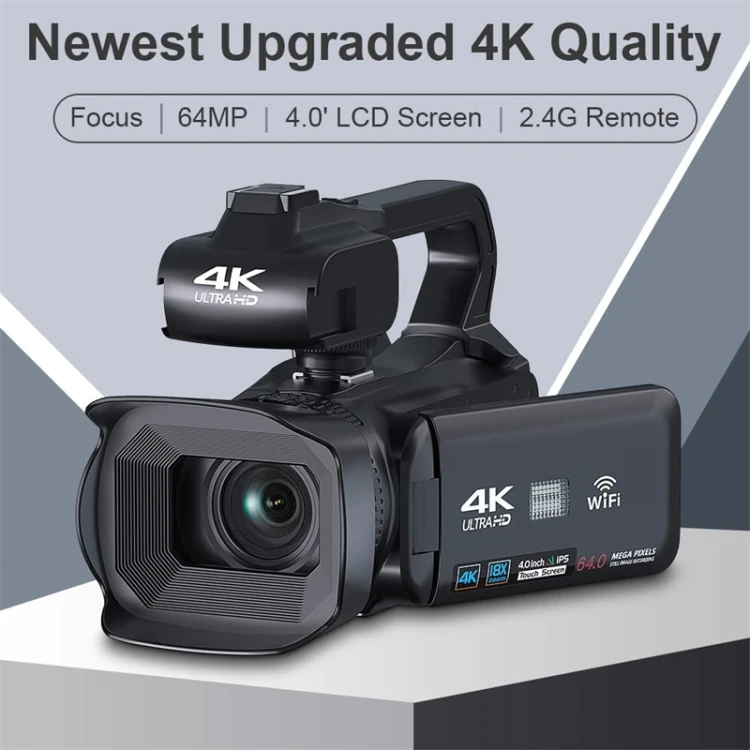 RX200 64MP 6K Camcorder with 18X Zoom, 4-Inch Touch Screen, HD