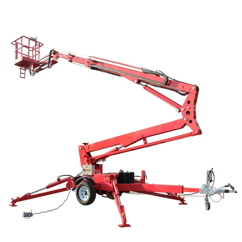 Germany Traffic Alko Axles Hydraulic Electric Trailer Cherry Picker Towable Spider Articulated Boom Lift