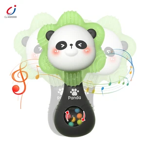 Chengji Silicone Rattling Teethers Toddlers Sensory Toys Cartoon Panda Hand Grip Soother Rattle Teething Toy Infant Chewable Toy