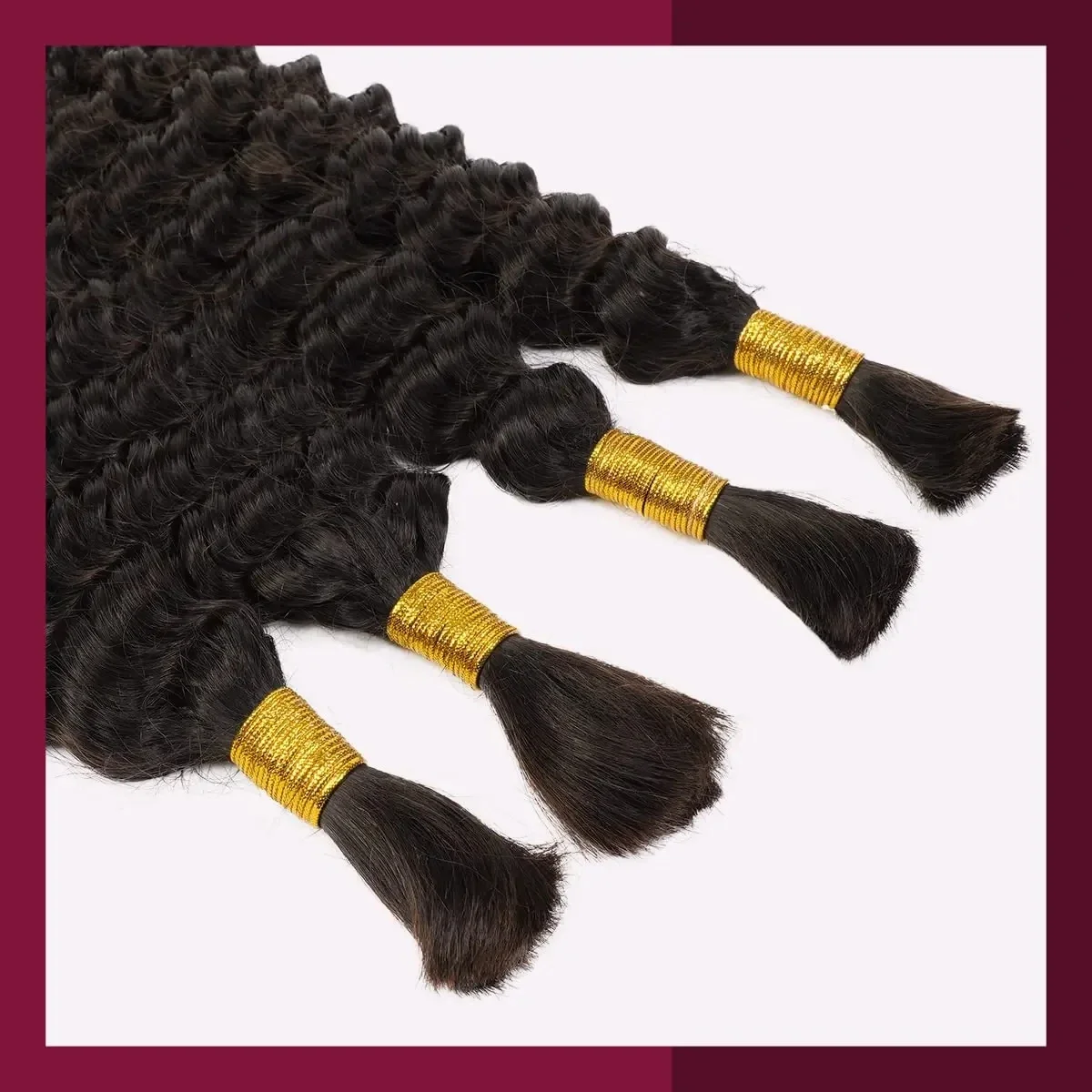 Capelli umani ondulati profondi sfusi per intrecciare trecce all'uncinetto capelli brasiliani Remy senza trama micro trecce pacchi di capelli neri castani 3 pezzi_voghion.com