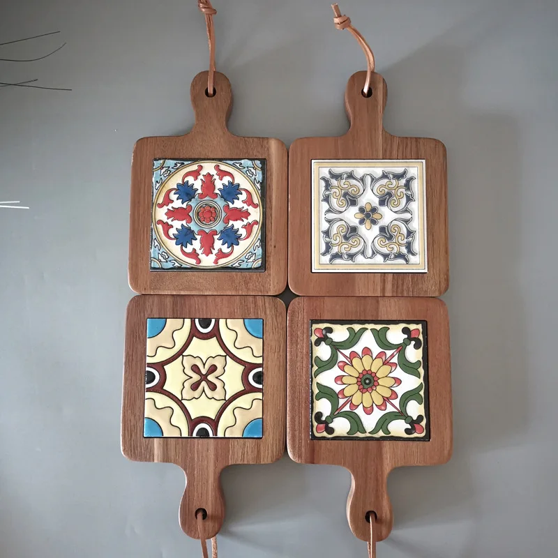Set di 3 sottobicchieri in legno, motivo albero artistico, tappetino isolante in noce, sottopentola a forma di albero, tovagliette creative pieghevoli in legno, per decorazione della tavola