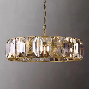 American Retro Simple Luxury Iron Crystal Glass Chandelier AC Dimmable Living Room Dining Room Bedroom Restaurant Home Villa