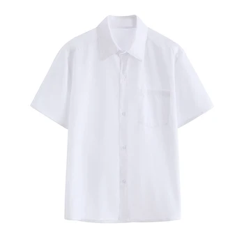 Wholesale 100% Cotton Twill Fabric Teen Boys Girls High School Uniforms Top Students White Shirt Top Blouse