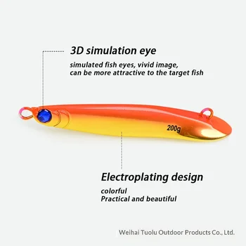 TL Yan Yue Electroplated Golden Fish Iron Plate 40g-200g Built-in Rattle Beads Long-range Saltwater Fishing Bottom Trolling – Trolling Lure – view 5