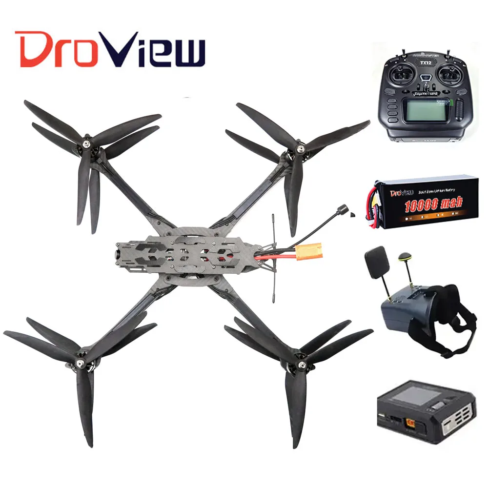 DroView 10KG FPV Drone X8 with 15 Inch VTX 10W Long Distance Anti-Interference 3.3G -6G VRX 100-750Mhz Remote Control