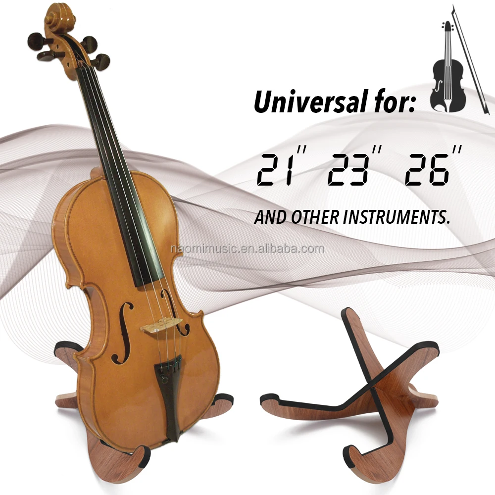 naomi通用木制吉他支架便携式弦乐器支架,带柔软的皮革