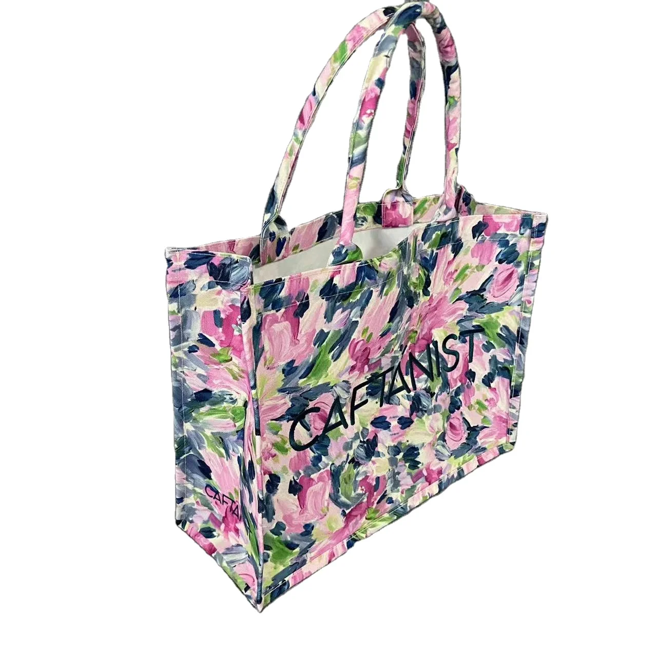 Custom Add Digital Printing Letter Canvas Beach Tote Bag Inspired Designer Brand Laminated Waterproof Handbag