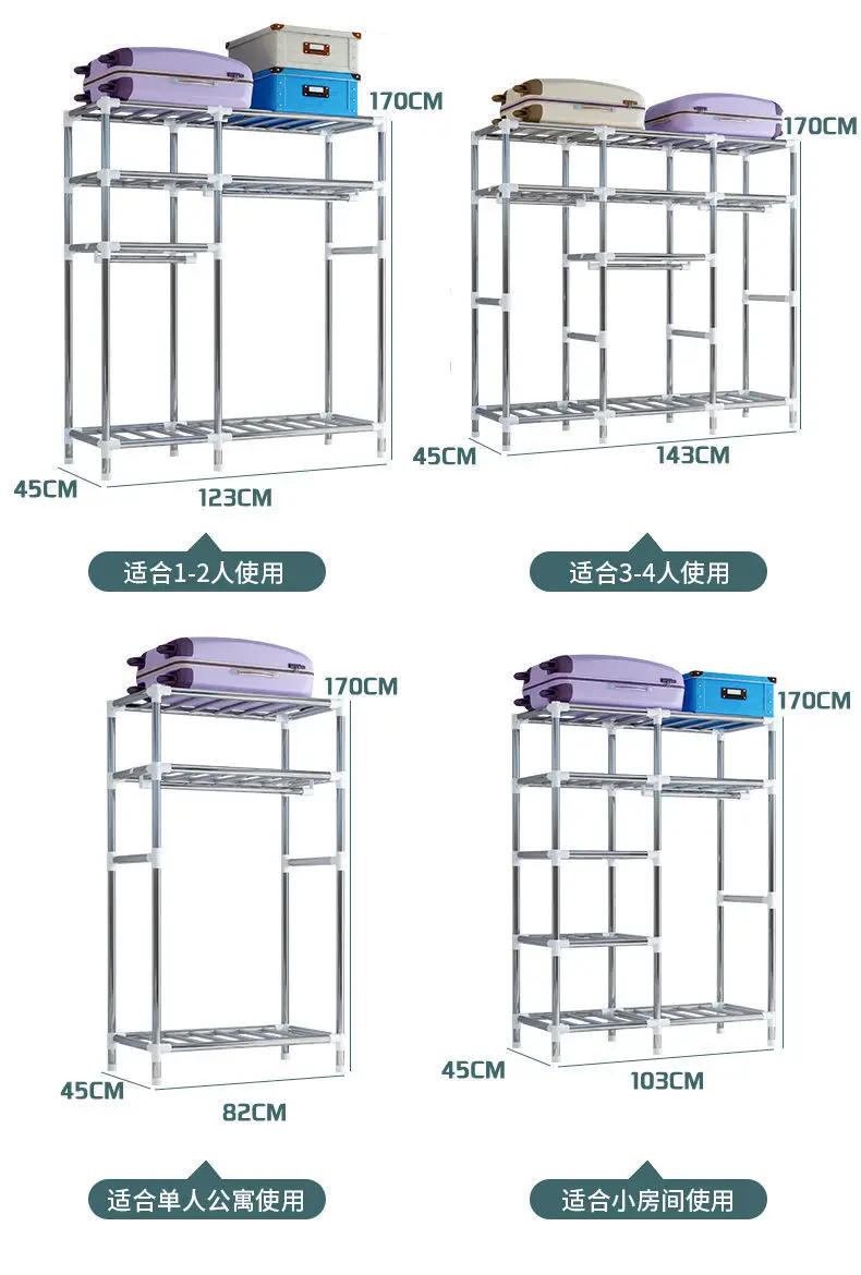 Simple Cloth Closet With Zipper Steel Pipe Thickened Reinforcement
