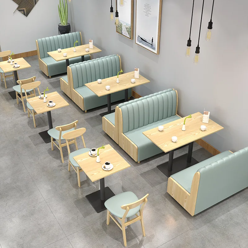 Удобный Простой дизайн набор диванов из твердой древесины мебель для ресторана кожаные тканевые будки