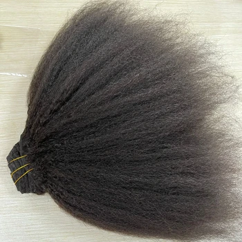 coarse yaki kinky straight human hair extensions virgin brazilian hair very kinky hair wholesale