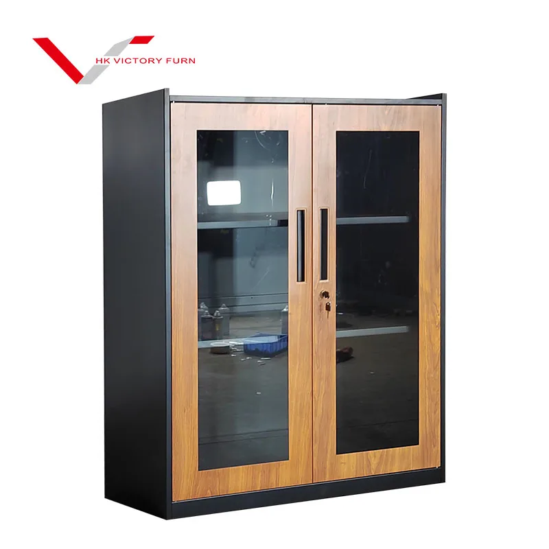 ション ガラスドア小型ショートスチール収納キャビネット金属低ガラスドアファイルキャビネット収納食器棚 Buy Cheap Price