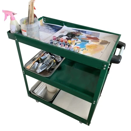 High Quality Hand Push Mobile Metal Painting Artist Collection Trolley