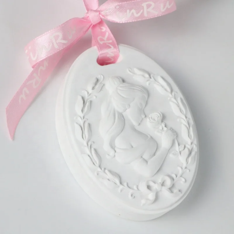 Customized Embossment Porous Ceramic Scented Stone Hanging Car Air Freshener Home Decoration Aroma Essential Oil Diffuser
