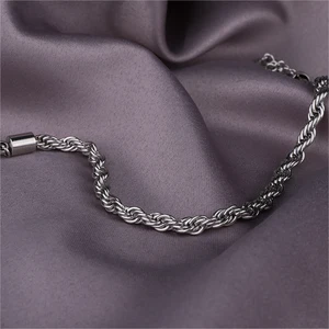 Chic Style Rope Screw Twisted Chains Design Bracelet Elegant Light Luxury Stainless Steel Jewelry Set