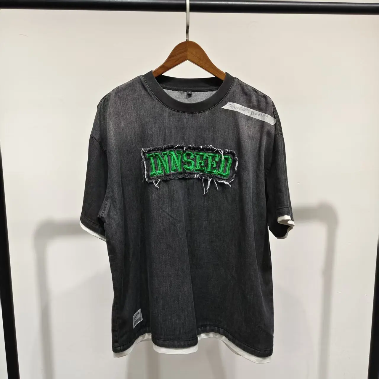 Vintage Acid Washed Men's Custom Logo Distressed Heavyweight 100% Cotton Oversized Knitted Casual Style T Shirt