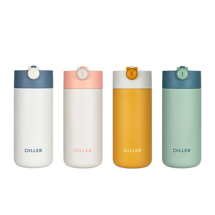Wholesale Lovely Bear Design Thermal Flask Outdoor Vacuum Stainless Steel Water Bottle With Strap