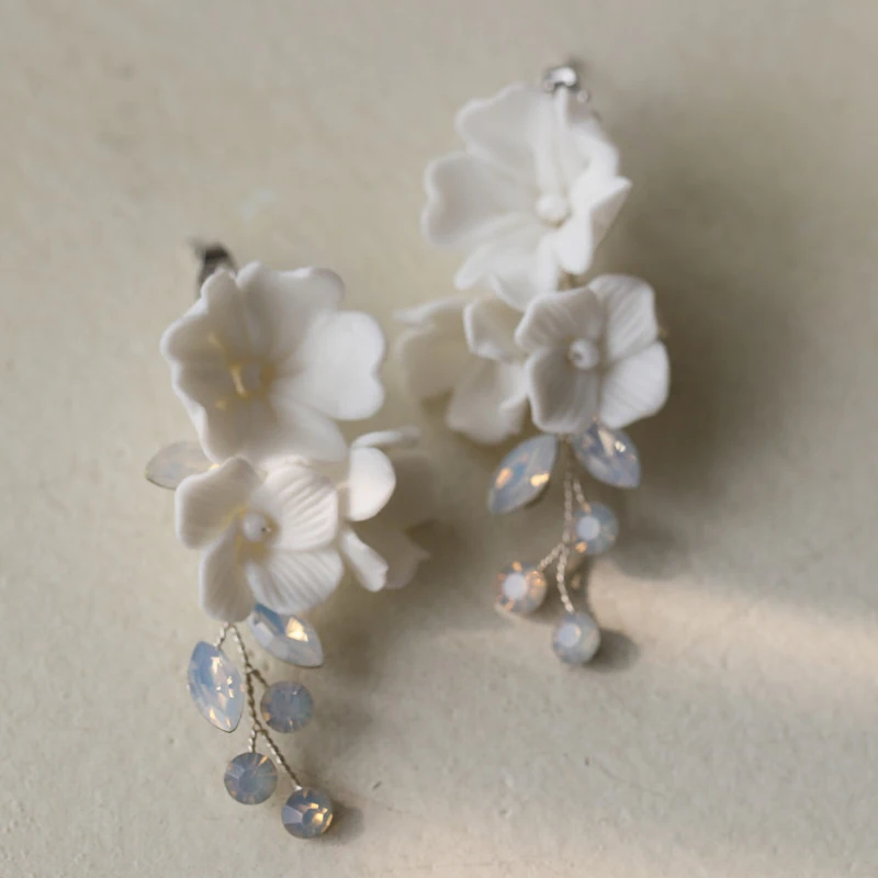Mixed Styles Handmade Ceramic Flower Bridal Earring Wedding Pearl Earrings Fashion Women aperçu 15