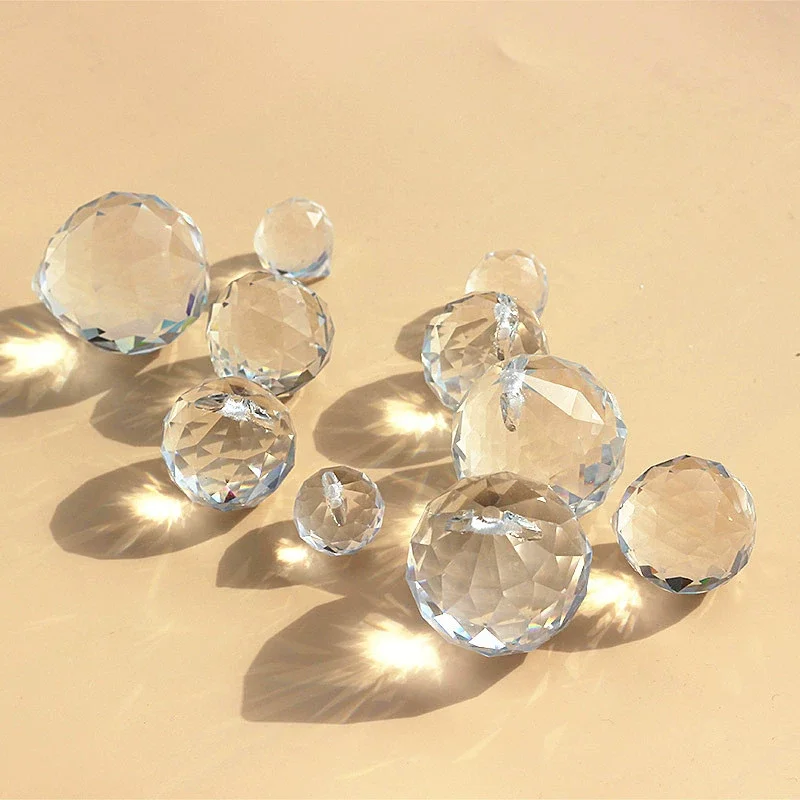 20-100mm K9 Machine Cut Clear Crystal Prisms Ball Chandelier Lamp Part Suncatcher Pendants