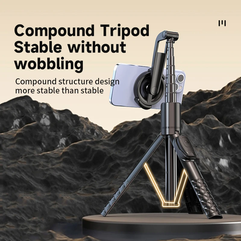 Treppiede con Tracciamento Automatico, Rollei Auto Tracking Tripod Selfie Stick 163 cm Rotante 360 per Smartphone con Luce e Telecomando per Tiktok Vlog, Treppiede Smartphone Bastone Selfie Stick