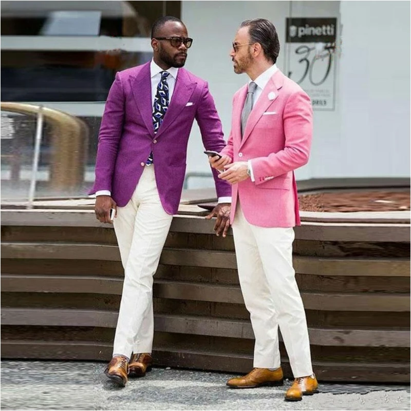 Casual 2022 New Linen Slim Fit Men Suits For Wedding Pink men blazer suit  For Latest Design Groom tuxedo Two Buttons 2 Pieces| Alibaba.com