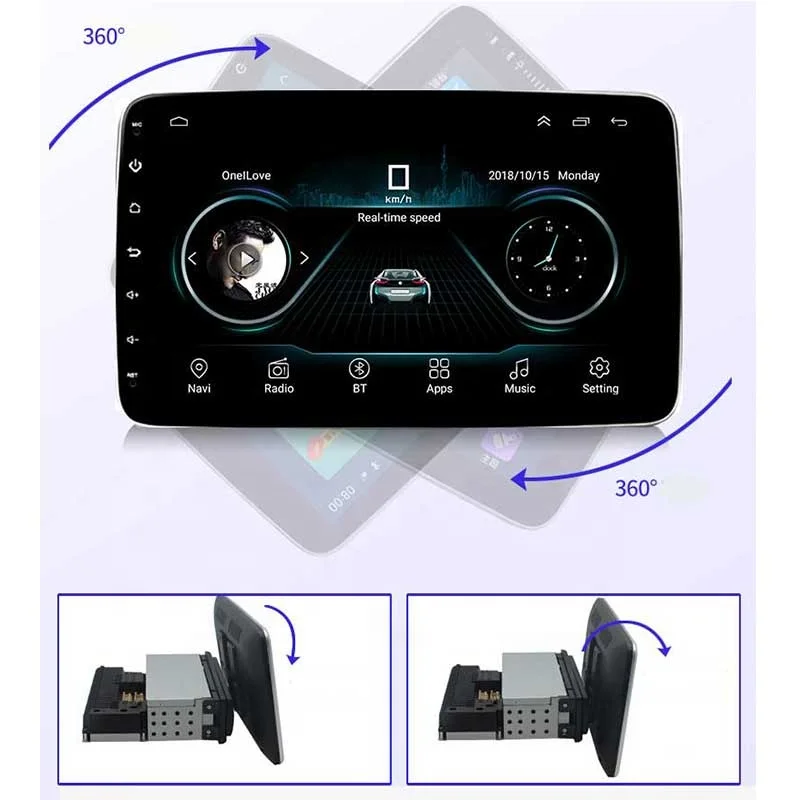 360 Rotatable 1DIN Android 10 Car Radio Multimedia Player GPS Wifi  Bluetooth Car radio MP5 Audio Stereo Mirror Link Universal