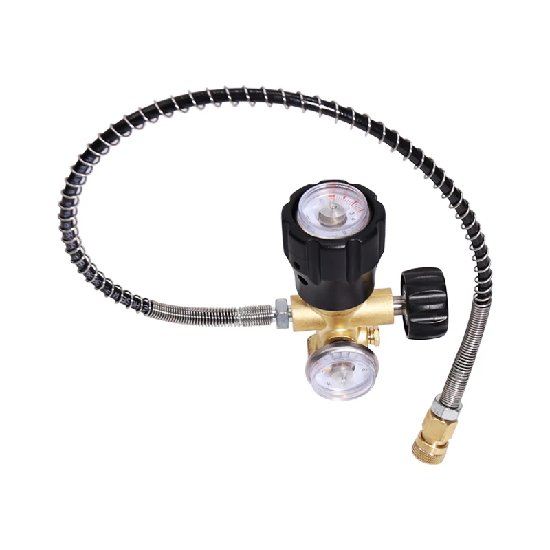 Ocnvlia Valve De Charge PCP M18x1.5 Double Jauge 6000 PSI – Station Remplissage Air Avec Tuyau 50 Cm Pour Bouteilles PCP, Plongée & SCBA – Noir