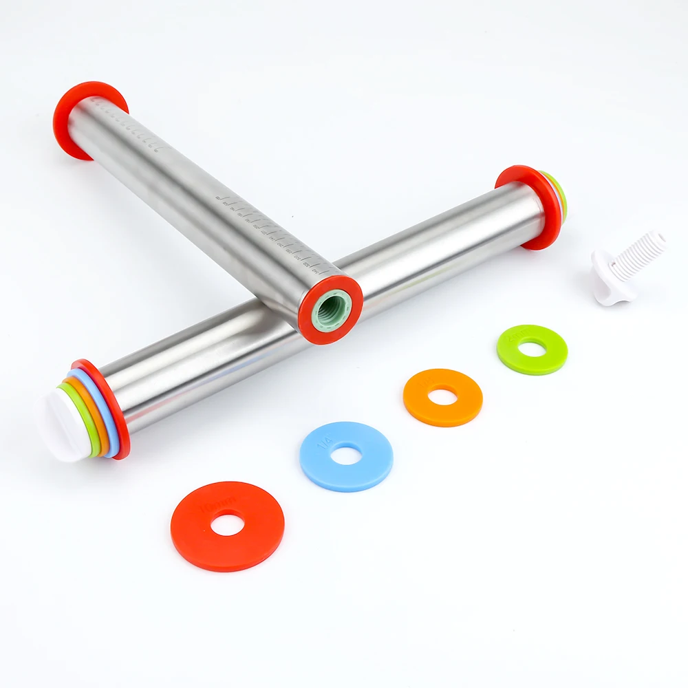 Rolling Pin Thickness Rings Adjustable Dough Roller Rolling Pins for Baking Pasta Pizza Pie Cookies