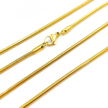 Men's and women's golden stainless steel necklace round snake chain various widths and lengths Snake Chain