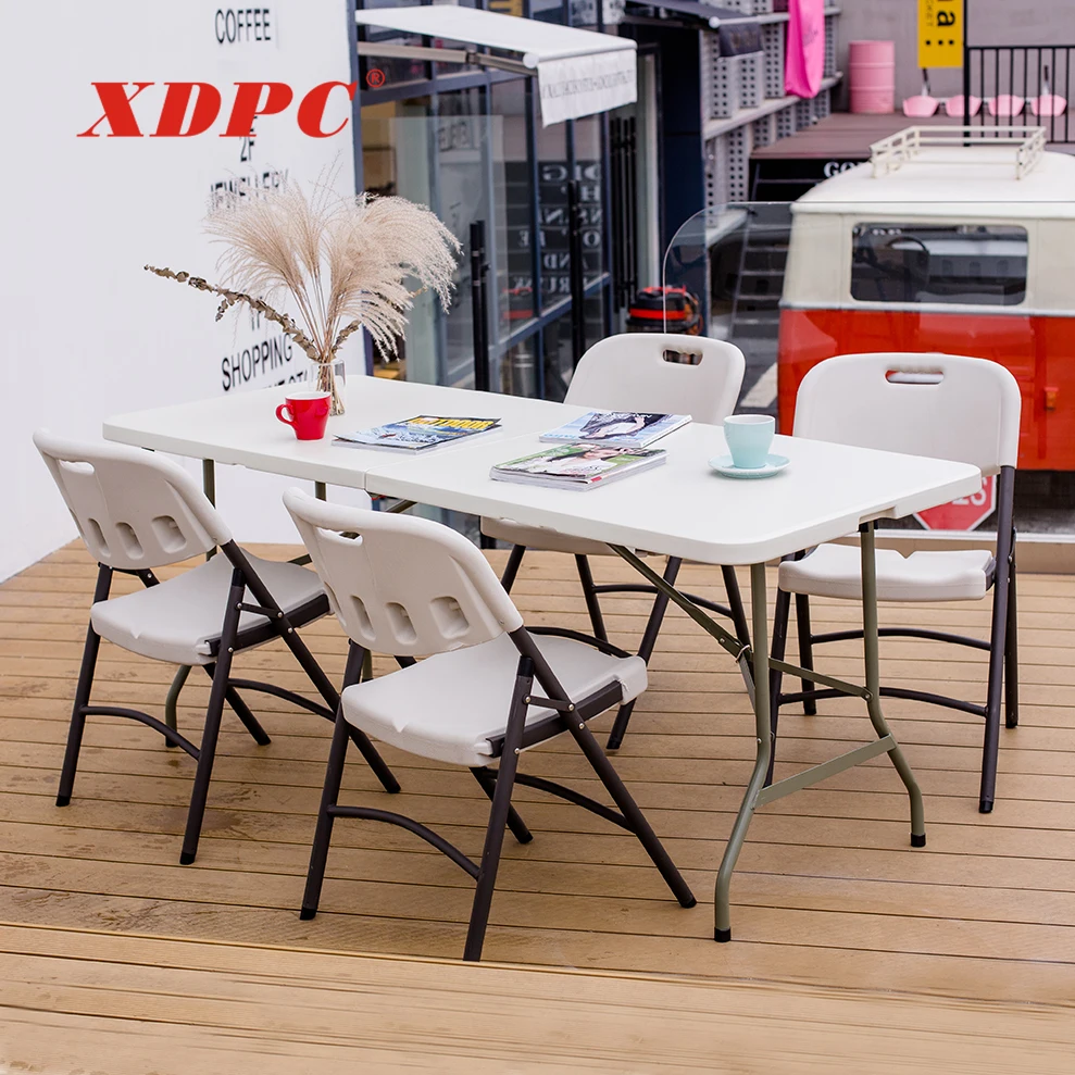 China Wholesale Folding Party Chairs White Plastic Dining Table for Sale