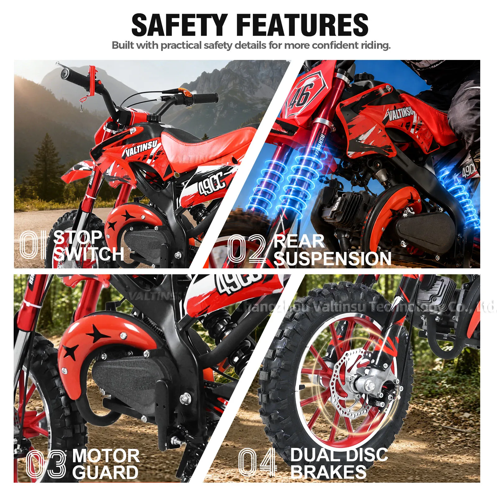 2025 New Design High Quality Trail Bikes 49cc 2 Stroke Mini Dirt Bike Motorcycle for Kids for Sale Cheap