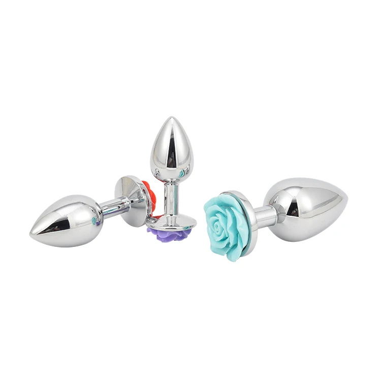 Silver Universal Rose Metal Butt Plug