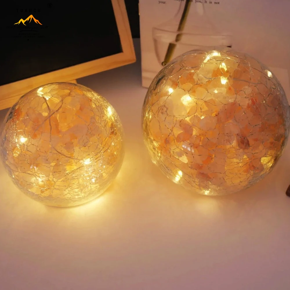 Veilleuse En Cristal De Sel De L'Himalaya Blanche - Lumière Orangée 5-9W