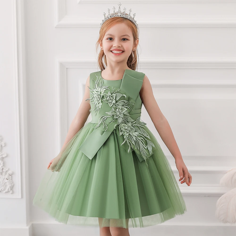 2020 Girl Summer Dress For 3-10 Years Girls Kids Birthday Party Princess  Dresses Children Flower Gown Costume Clothes Crown Set