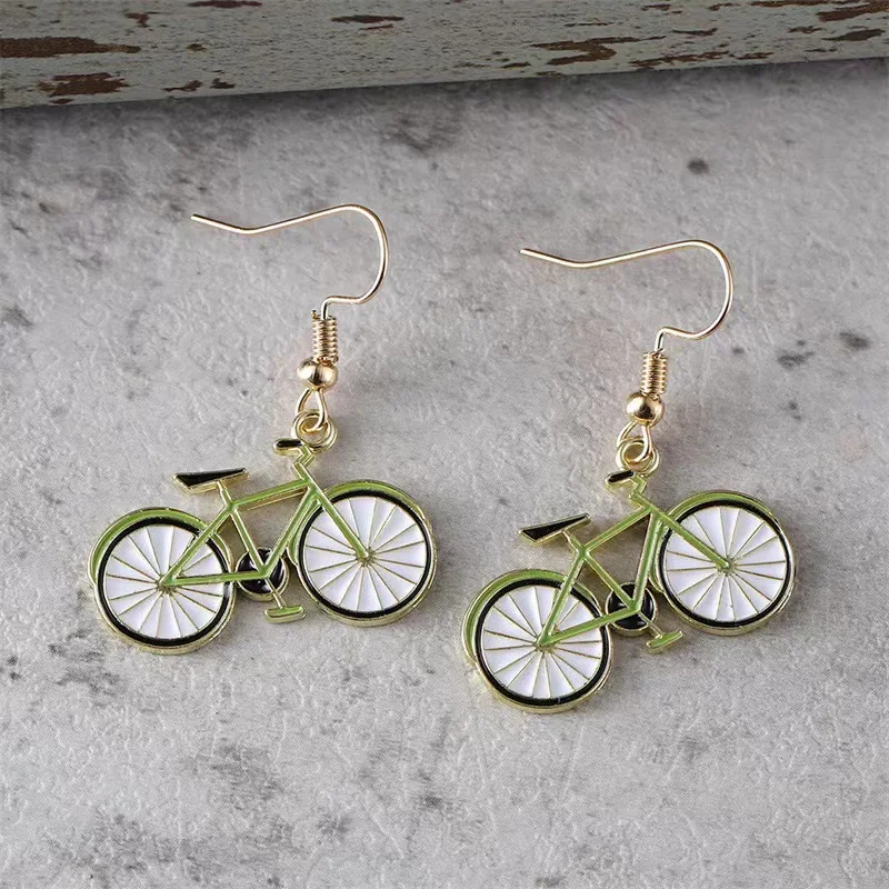 Personalized Shinny Dangle Alloy Soft Enamel Sports Charms Bicycle Bike Hook Earring Custom details