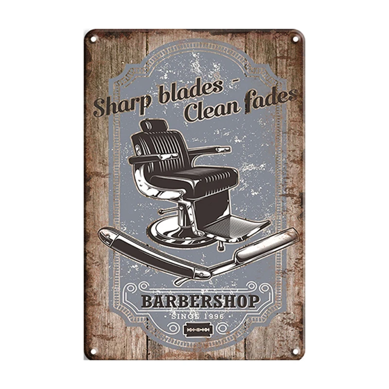 Barbershop Cool Shave amp Cut Premium Hairdresser's Studio Metal Tin Sign Vintage Plaque Iron Painting Wall Sticker Retro Poster