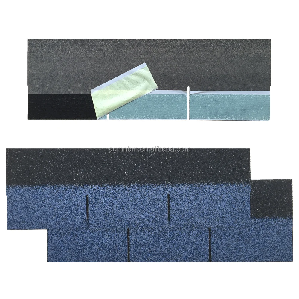 3-Tab Single Layer Asphalt Roofing Shingles Heat Resistant Glass Roofing Tiles Houses Hotels Plain Roof Sheet Material