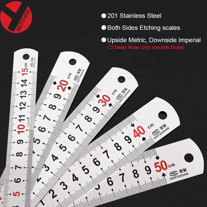 Règle Métallique Inox Double Face 200mm – Outil De Mesure Précis, 28g