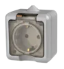 Prise Schuko 1 poste, cache transparent gris.