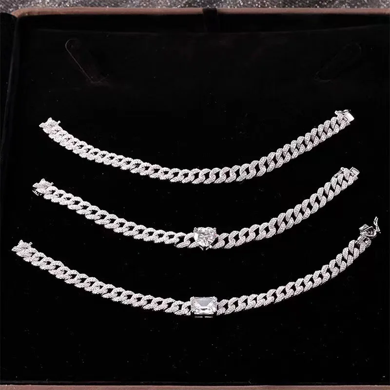 Fashion Hip Hop 925 Sterling Silver Bracelet with Zircon