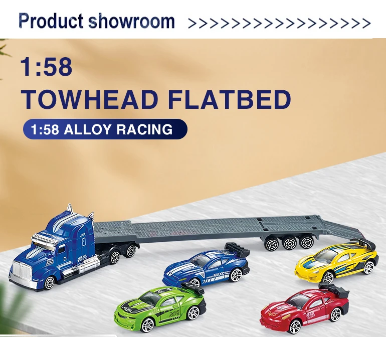 Hot selling 1:58 Alloy Towhead Flatbed Racing Metal Car Toys Diecast Truck High Quality Die Cast Toy Cars