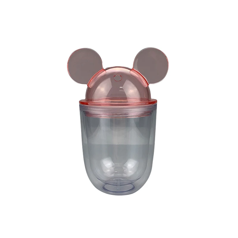350 мл ушной Акриловый стакан для мыши многоразовые BPA бесплатно двойные настенные чашки купол живот Микки головка крышка стакан