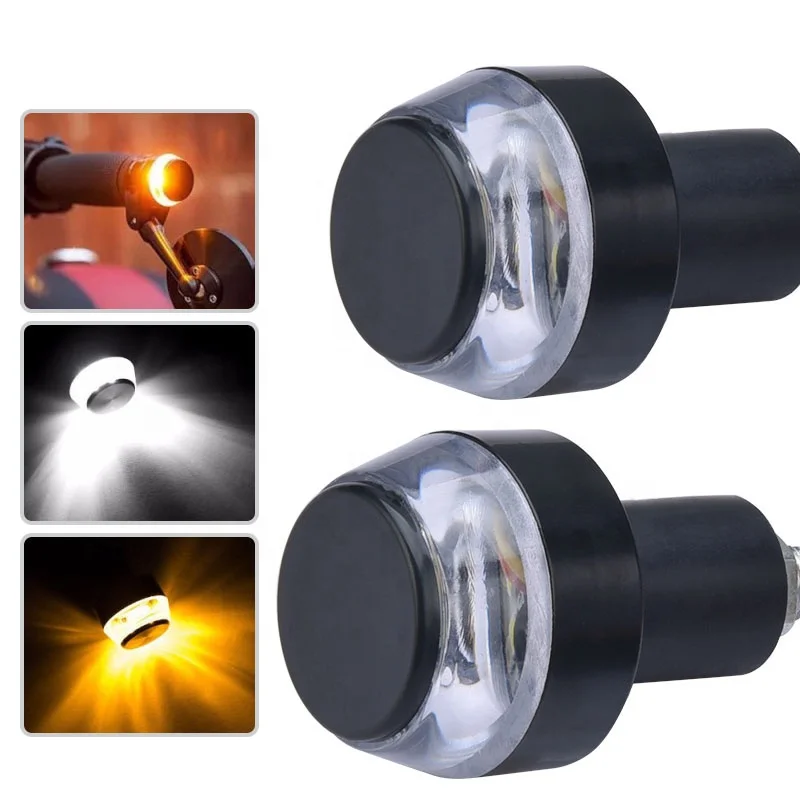 Мотоцикл светодиодный фонарь на Руль конец Поворотная сигнальная лампа AC/DC 12V Белый Желтый проблесковый маячок Ручка Бар мигалка Авто Боковой габаритный фонарь