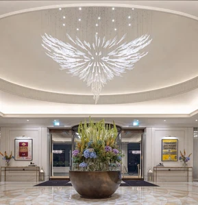 ECOJAS Luxury Glass Chandelier for Hotel Lobby Super Market Wedding Hotel New Design Large Pendent Light