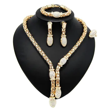 New Arriving Snake Shape Copper Alloy Brazilian Jewelery Sets 18K Gold Plated Costume Jewelry Set For Women Wedding And Party